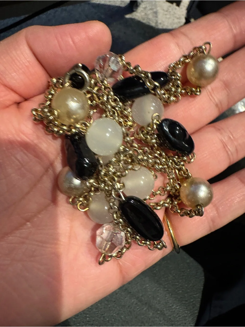 Multi-Strand Black and Gold Bead Necklace - Picture 13 of 13